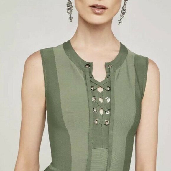 NWT BCBGMAXAZRIA Lace-Up Colorblock Sheath Dress - Picture 9 of 16